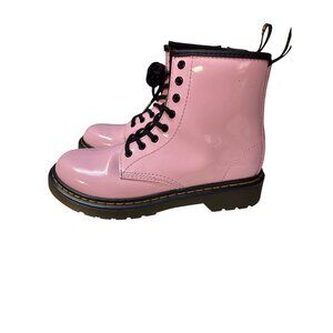 Dr. Martens Girls Pink Patent Leather Lace-Up & Side-Zip Boots Durable Sole Size
